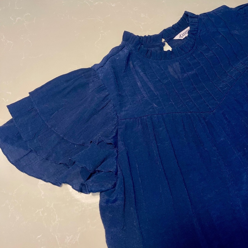 Nanette Lepore Blue Flutter Sleeve Blouse – Size L